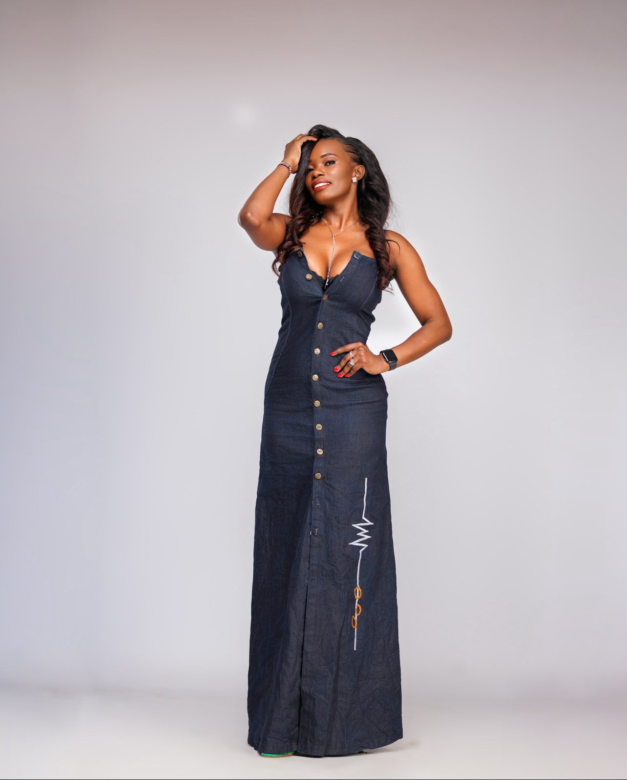 Denim maxi dress